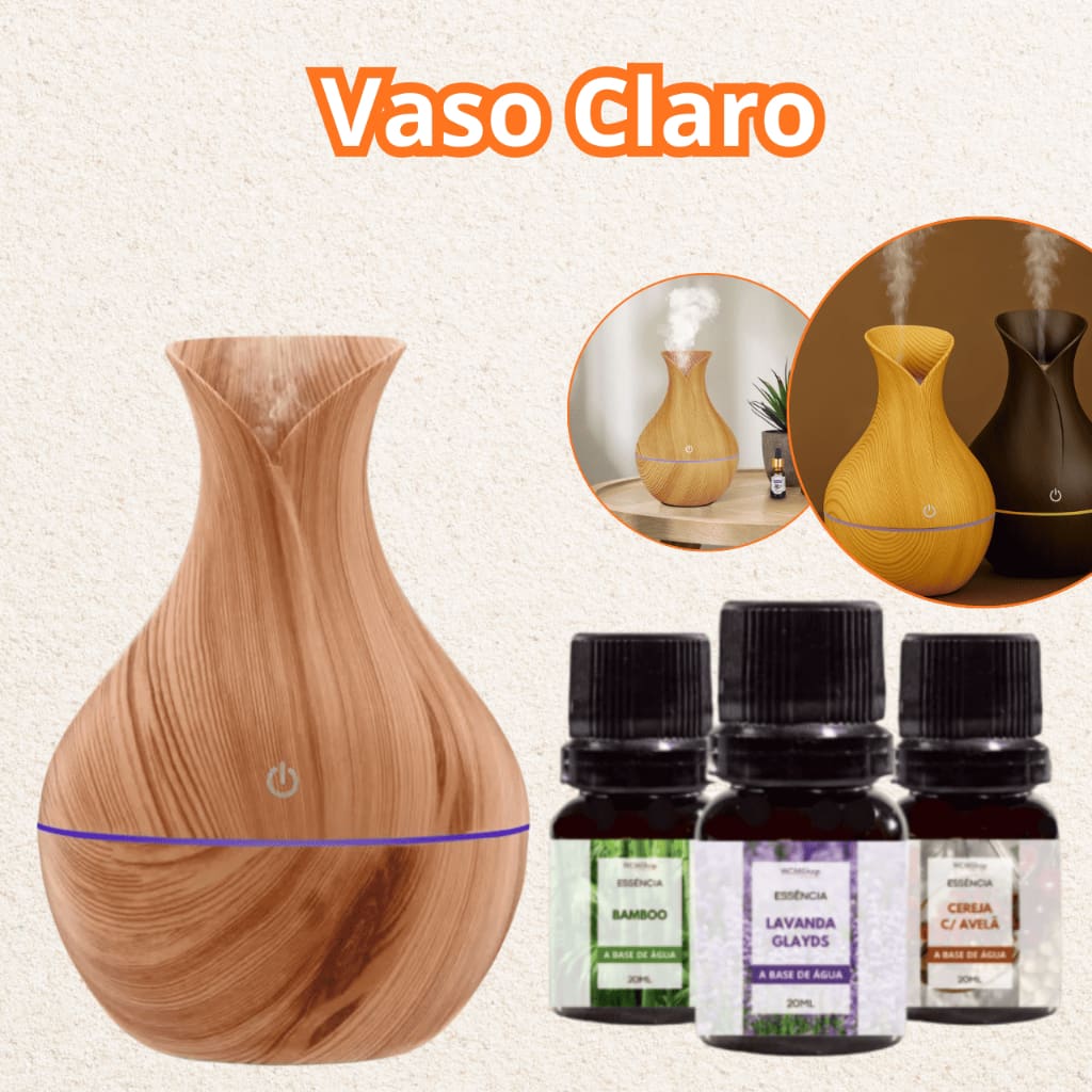 Difusor Aromatizador e Umidificador Ultrassônico 3 em 1 | Kit com 3 Essências